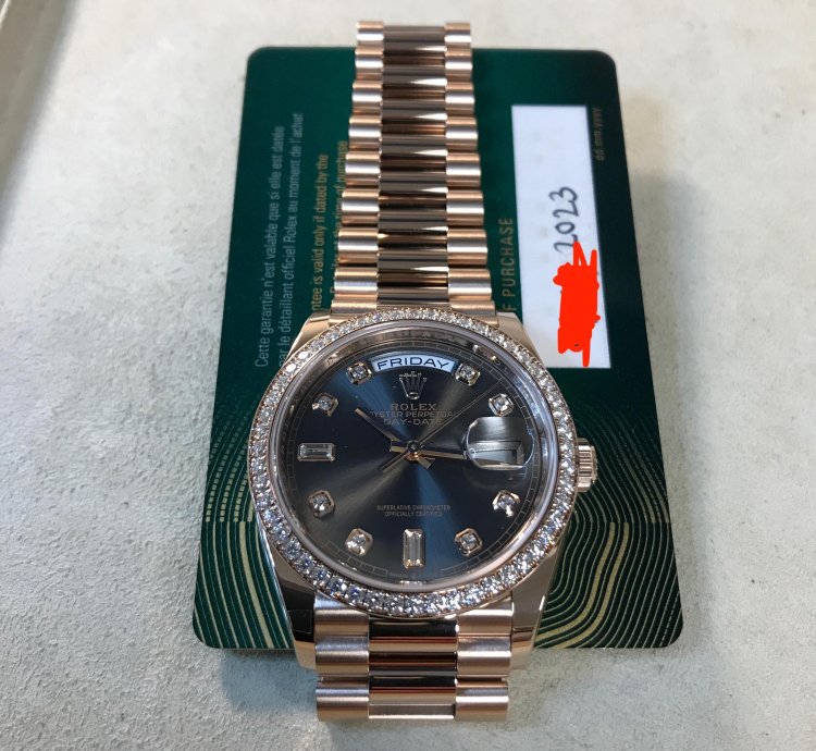 Rolex Day-date 36 Everose Gold Diamond President Slate 128345rbr-0052