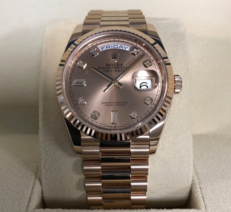 Rolex Day-date 36 Everose Gold Fluted Rose-diamond President 128235-0009