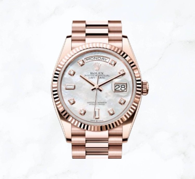Rolex Day-date 36 Everose Gold Mother Of Pearl Diamond Dial new Unworn
