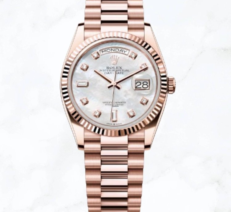 Rolex Day-date 36 Everose Gold Mother Of Pearl Diamond Dial new Unworn