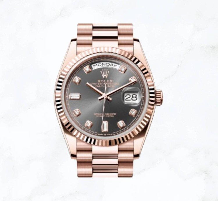 Rolex Day-date 36 Everose Gold Slate Diamond Dial 128235 new Unworn