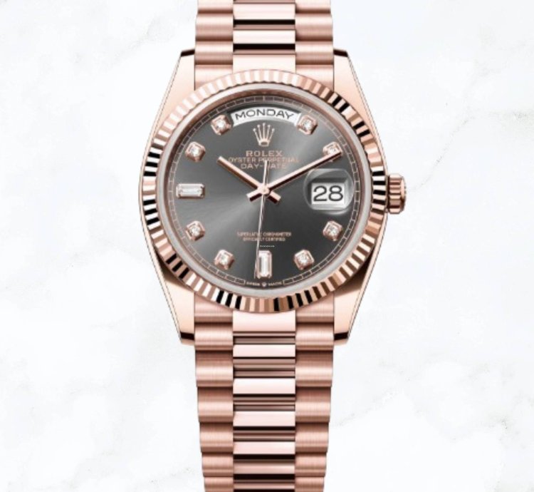Rolex Day-date 36 Everose Gold Slate Diamond Dial 128235 new Unworn