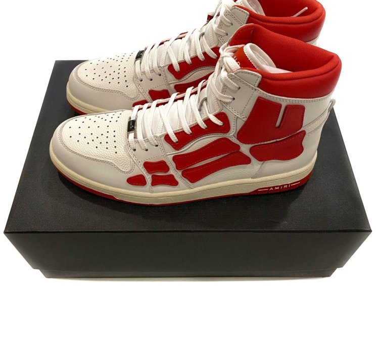 Skel Top High Sneakers In White Red