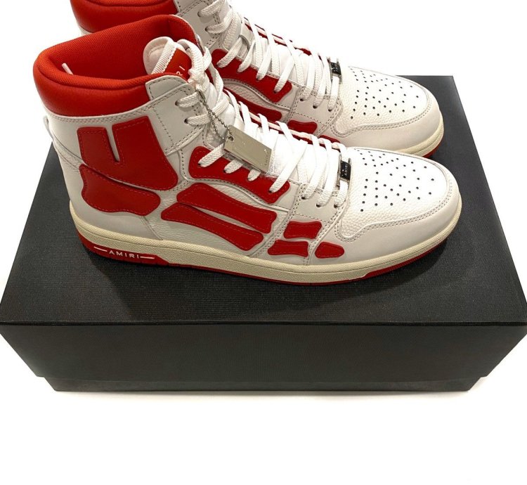 Skel Top High Sneakers In White Red