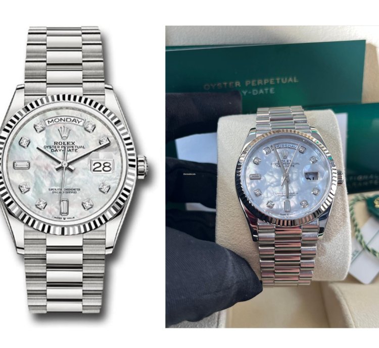 Rolex Day-date 36 Fluted Bezel Mother-of-pearl Diamond Dial President Bracelet 128239