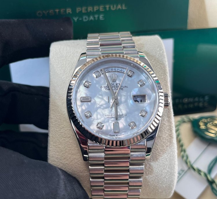 Rolex Day-date 36 Fluted Bezel Mother-of-pearl Diamond Dial President Bracelet 128239