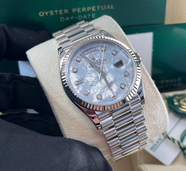 Rolex Day-date 36 Fluted Bezel Mother-of-pearl Diamond Dial President Bracelet 128239