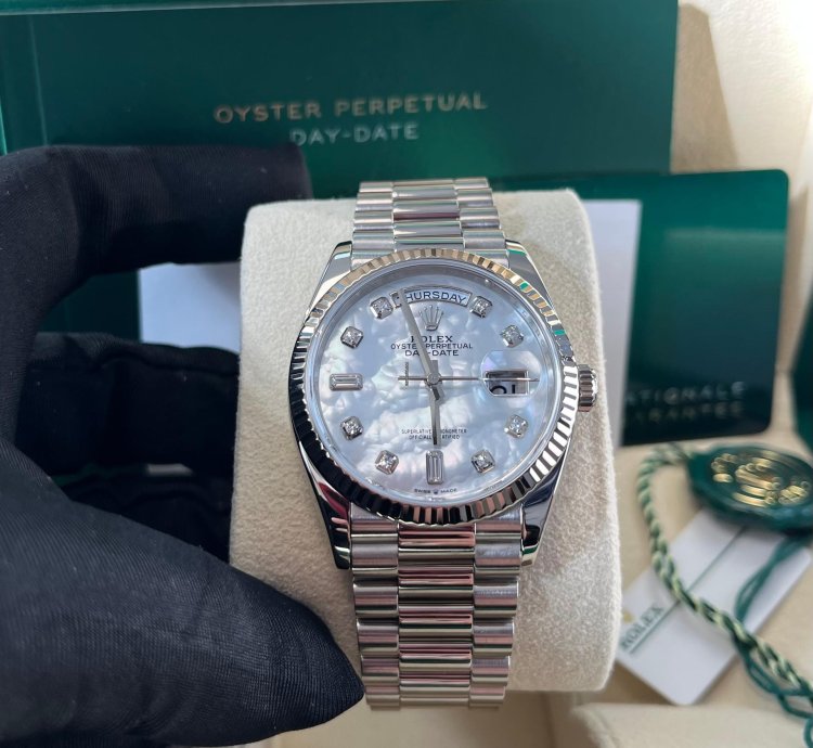Rolex Day-date 36 Fluted Bezel Mother-of-pearl Diamond Dial President Bracelet 128239