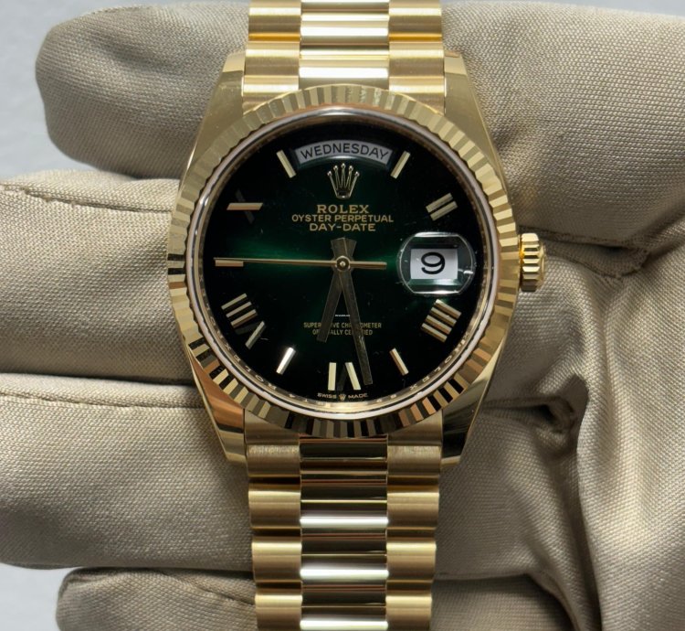 Rolex Day-date 36 Fluted Green Ombre Dial President Bracelet New 2024 Box Papers