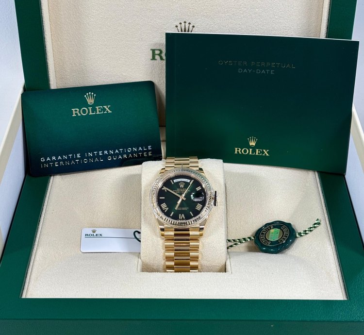 Rolex Day-date 36 Fluted Green Ombre Dial President Bracelet New 2024 Box Papers