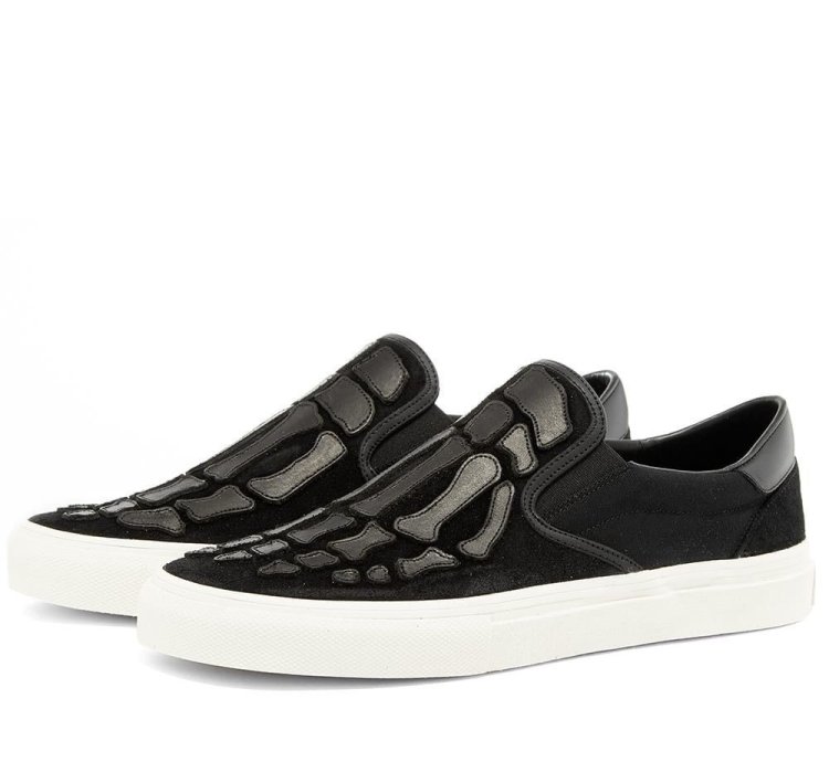 Skeleton Bones Slip On Leather Suede Shoe Sneaker