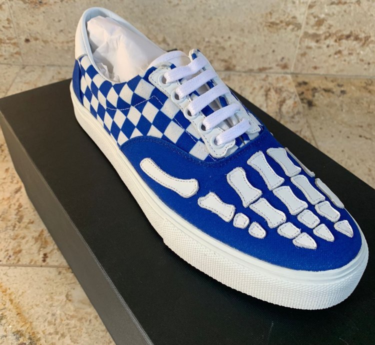 Skeleton Checker Low Top Sneakers In Blue White