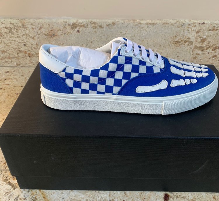 Skeleton Checker Low Top Sneakers In Blue White
