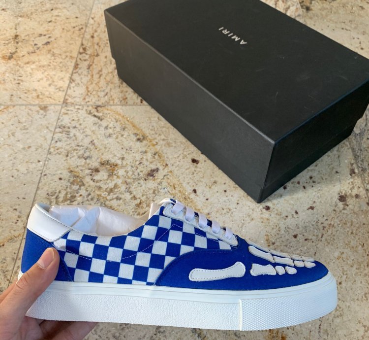 Skeleton Checker Low Top Sneakers In Blue White
