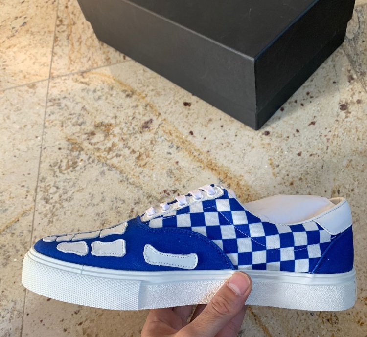 Skeleton Checker Low Top Sneakers In Blue White
