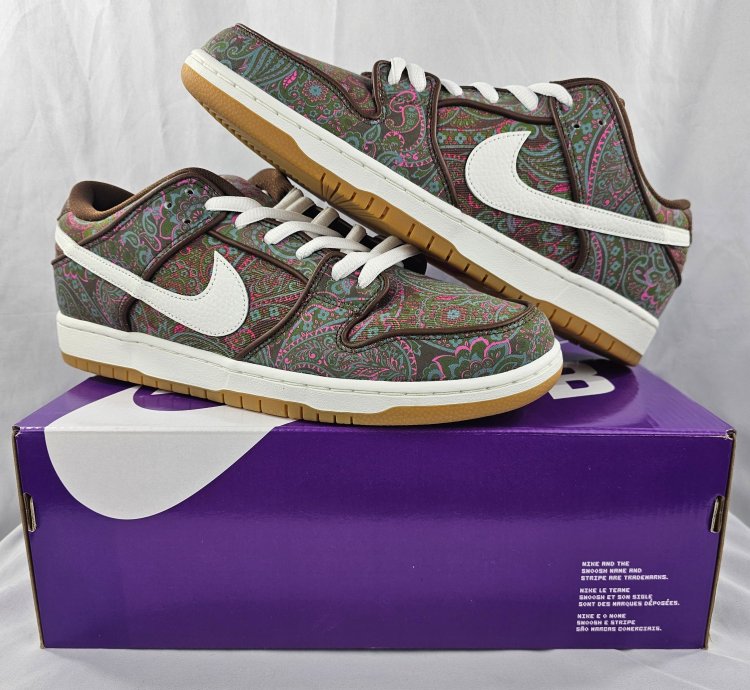 Nike Sb Dunk Low Pro Premium Paisley Brown Men Brand New