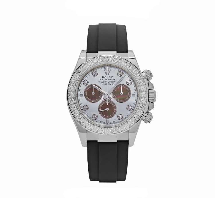 Rolex Daytona 126589rbr White Gold Diamond Mother Of Pearl Dial Diamond Bezel