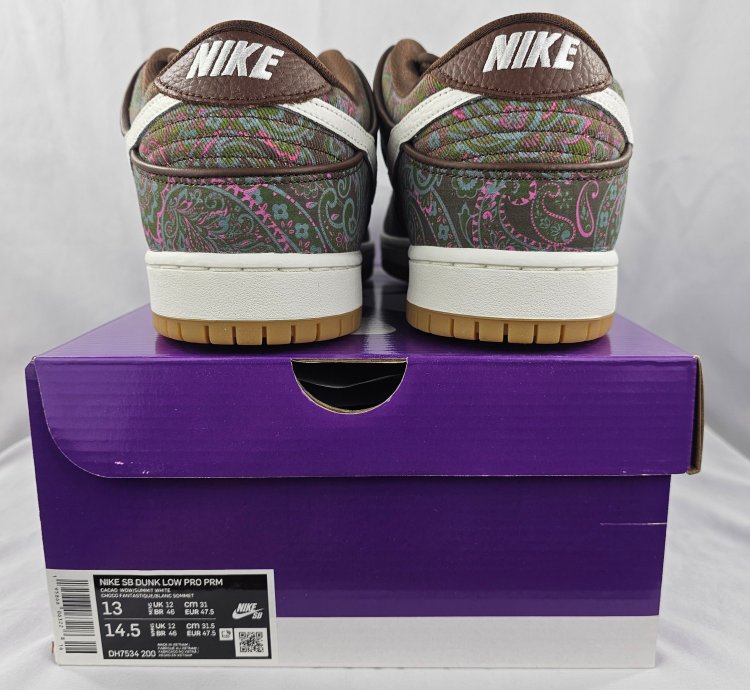 Nike Sb Dunk Low Pro Premium Paisley Brown Men Brand New