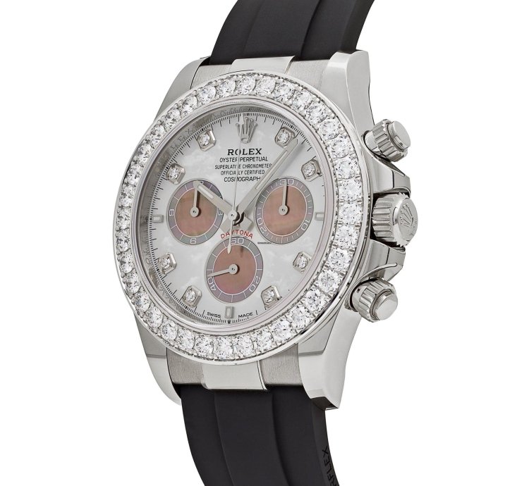 Rolex Daytona 126589rbr White Gold Diamond Mother Of Pearl Dial Diamond Bezel