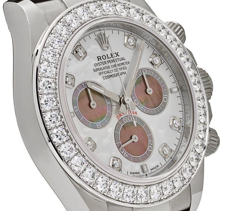 Rolex Daytona 126589rbr White Gold Diamond Mother Of Pearl Dial Diamond Bezel