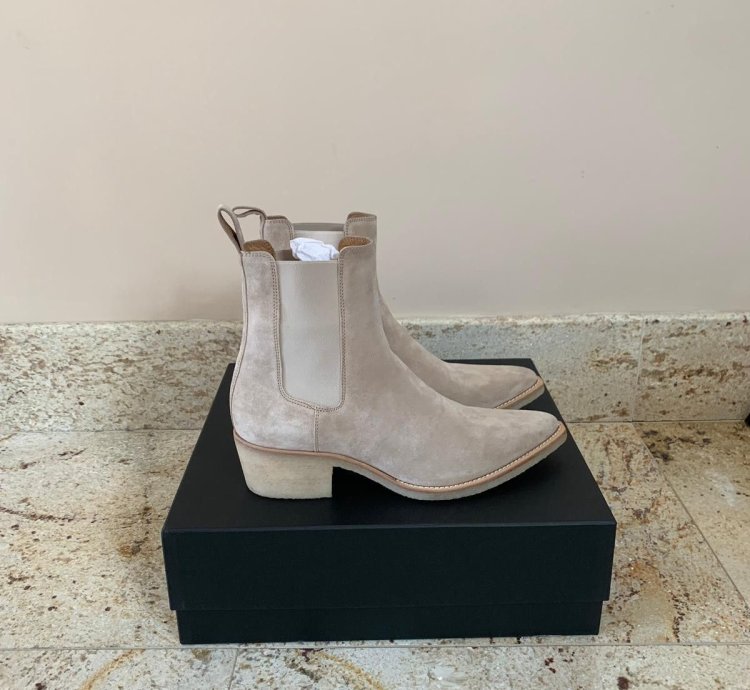 Suede Crepe Sole Boots In Tan