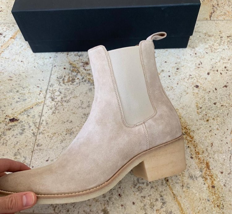 Suede Crepe Sole Boots In Tan