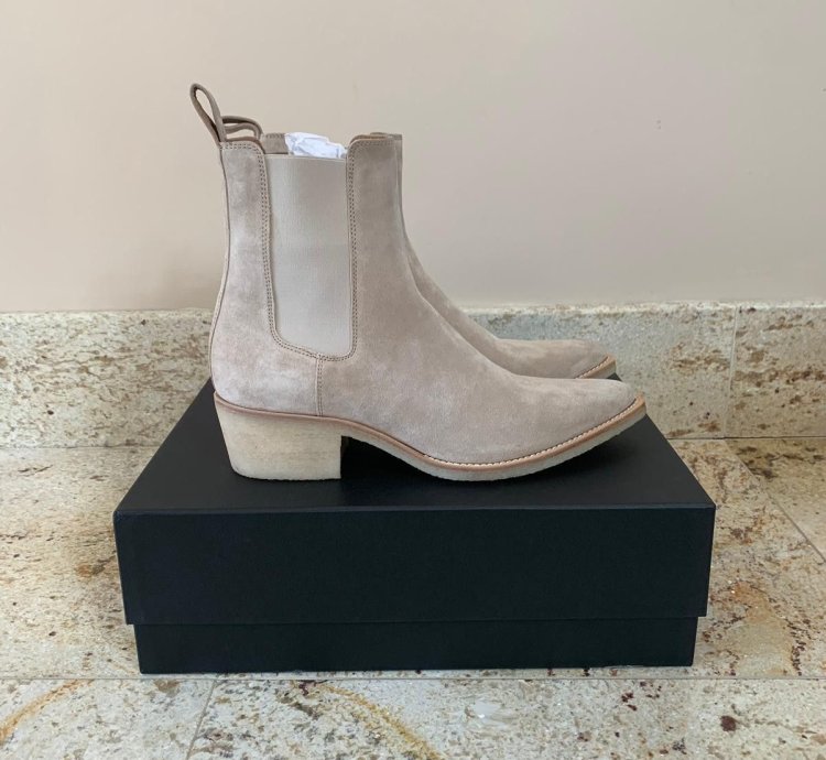 Suede Crepe Sole Boots In Tan
