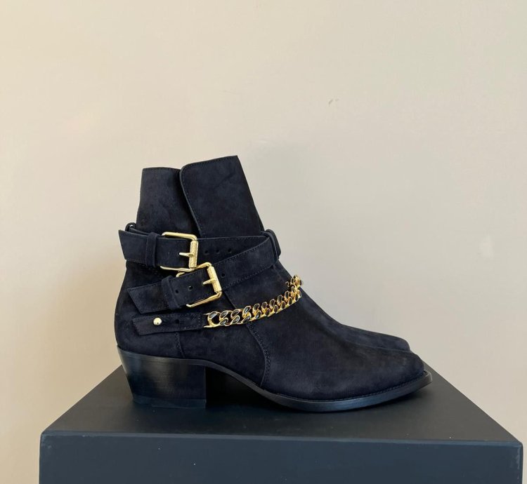 Suede Jodhpur Chain Boots In Black