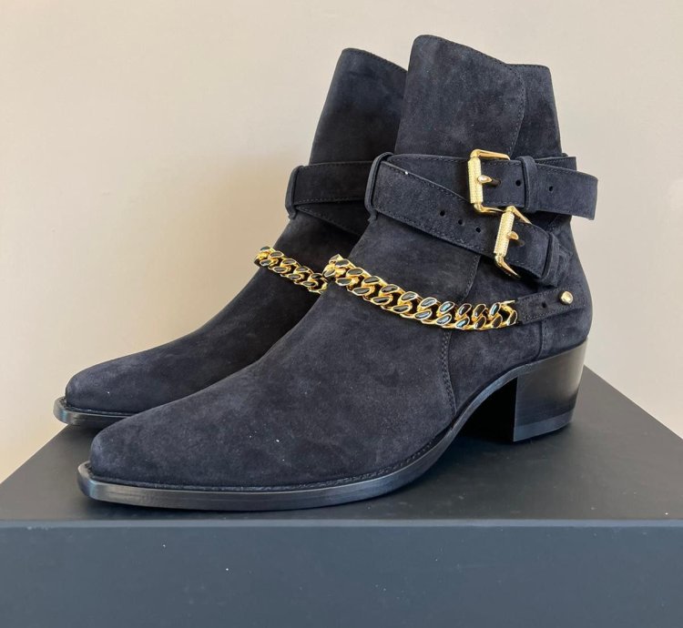 Suede Jodhpur Chain Boots In Black
