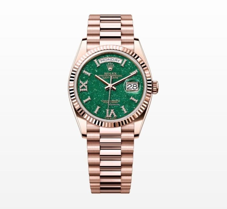 Rolex Day-date 36 Green Aventurine Roman Diamond Dial