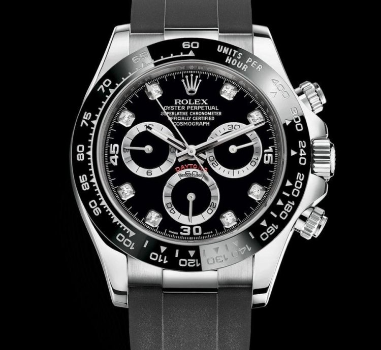 Rolex Daytona 18 Ct White Gold With Black Diamond-set Dial