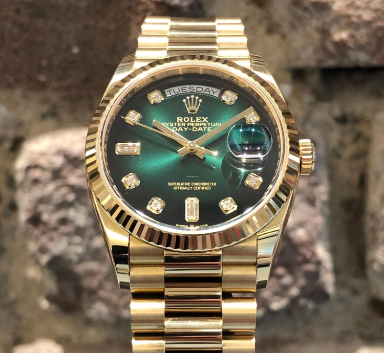 Rolex Day-date 36 Green Diamonds Dial 2023 Lc100