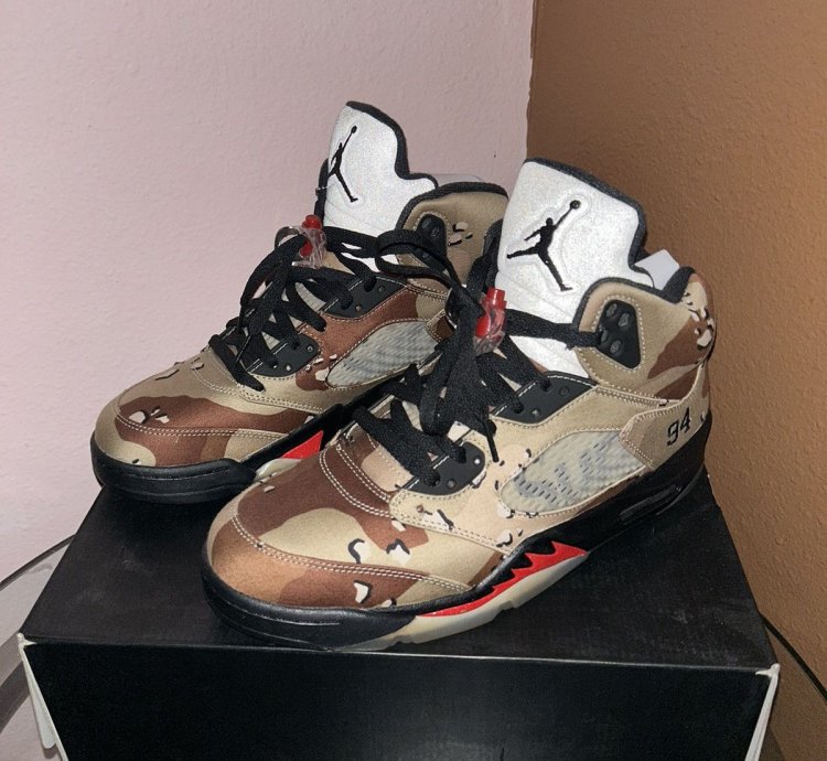 Supreme Jordan 5 Desert Camo Og All