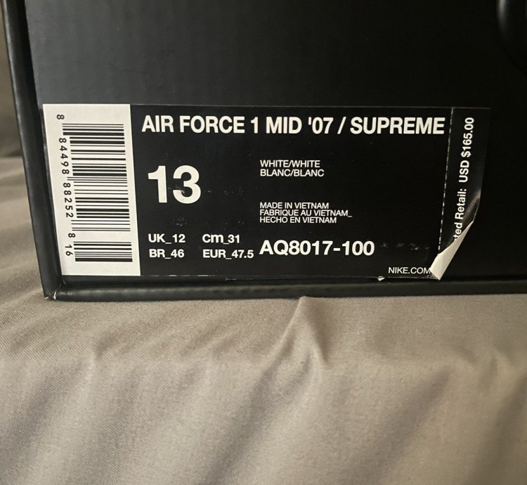 Supreme Nba Air Force 1 Mid 07 White 2018