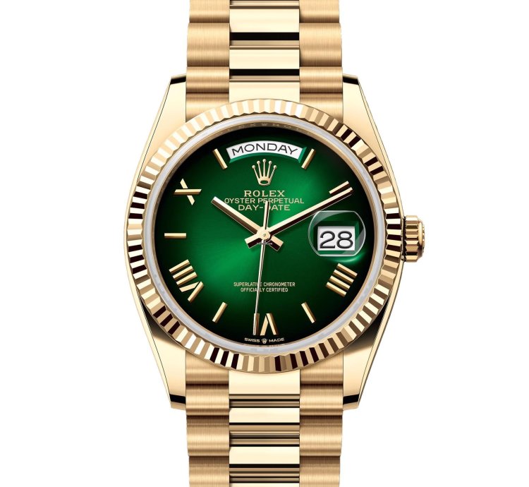 Rolex Day-date 36 Green Ombre 18k Yellow Gold 128238 - Ats-w008182