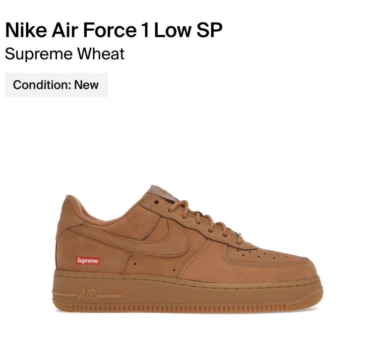 Supreme Nike Af1 Wheat Brand New In Box