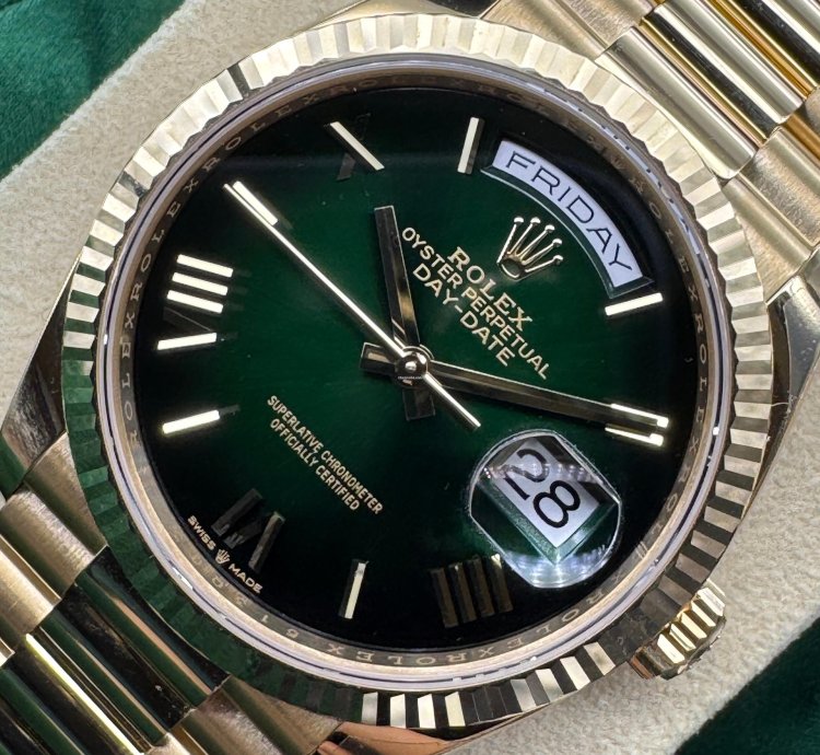Rolex Day-date 36 Green Ombre Roman Dial Unworn