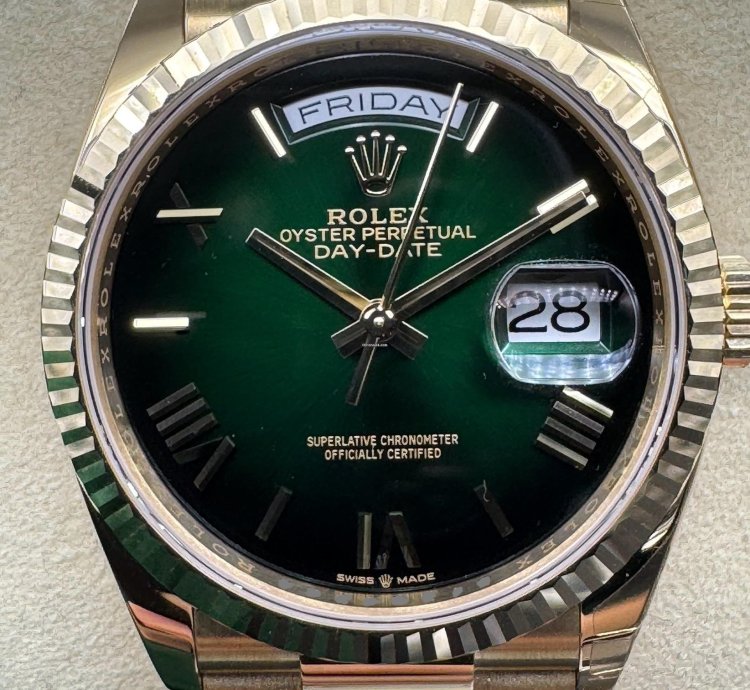 Rolex Day-date 36 Green Ombre Roman Dial Unworn