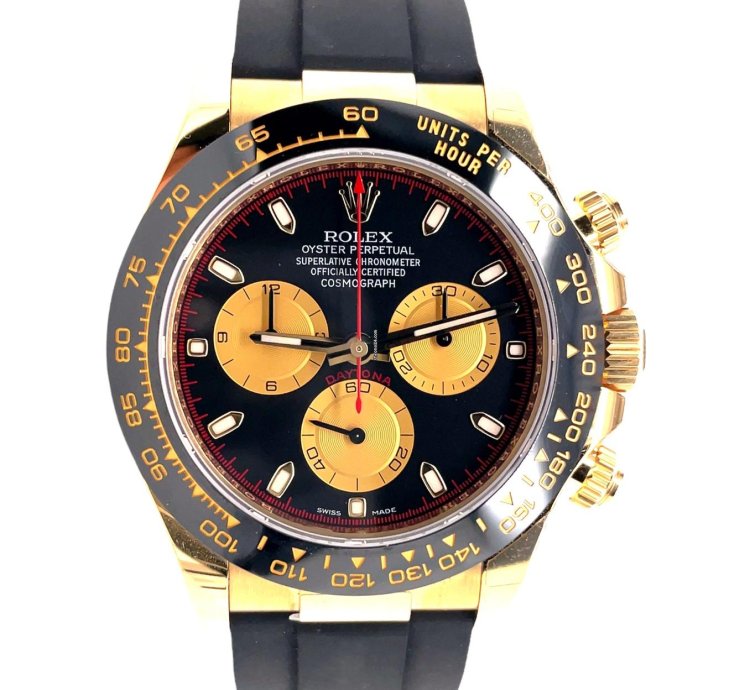 Rolex Daytona 18k Yellow Gold 116518ln Oysterflex Newman Dial Watch Unworn