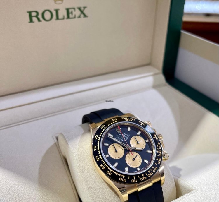Rolex Daytona 18k Yellow Gold 116518ln Oysterflex Newman Dial Watch Unworn