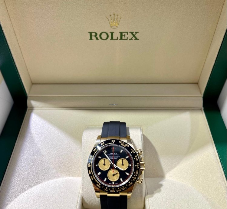 Rolex Daytona 18k Yellow Gold 116518ln Oysterflex Newman Dial Watch Unworn