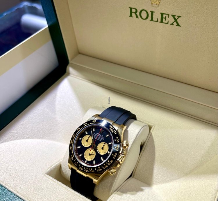 Rolex Daytona 18k Yellow Gold 116518ln Oysterflex Newman Dial Watch Unworn