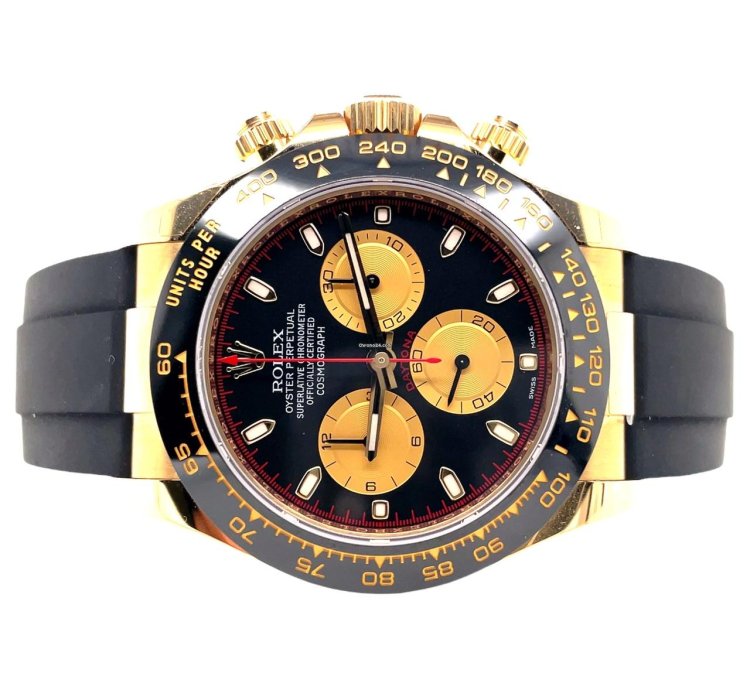 Rolex Daytona 18k Yellow Gold 116518ln Oysterflex Newman Dial Watch Unworn