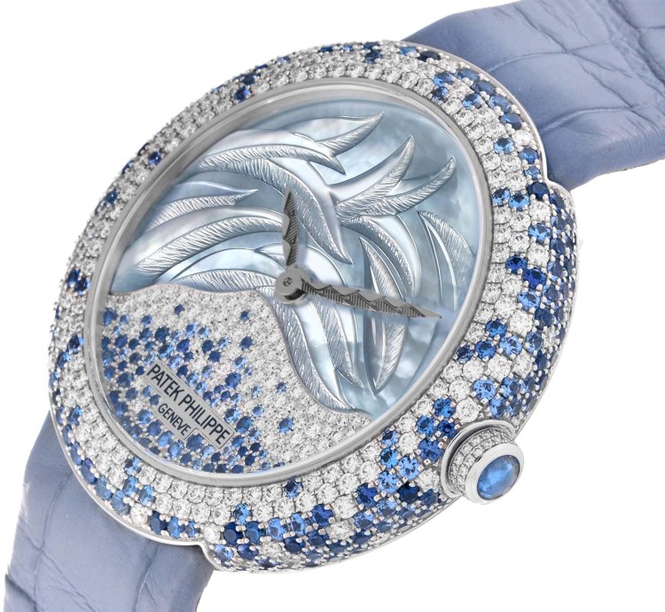 Patek Philippe Calatrava Haute Joaillerie White Gold Mother Of Pearl Diamond Sapphire Ladies Watch 4899