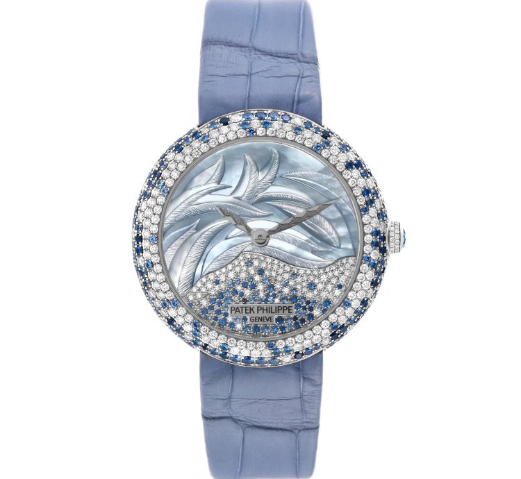 Patek Philippe Calatrava Haute Joaillerie White Gold Mother Of Pearl Diamond Sapphire Ladies Watch 4899