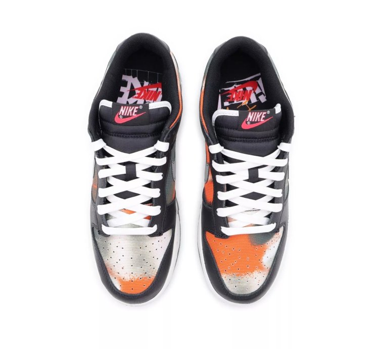 Dm0108-001 Nike Dunk Low Graffiti Black Red Grey Orange Tie-dye Khaki