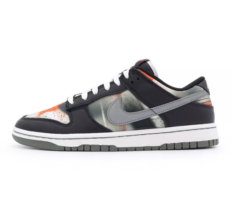 Dm0108-001 Nike Dunk Low Graffiti Black Red Grey Orange Tie-dye Khaki