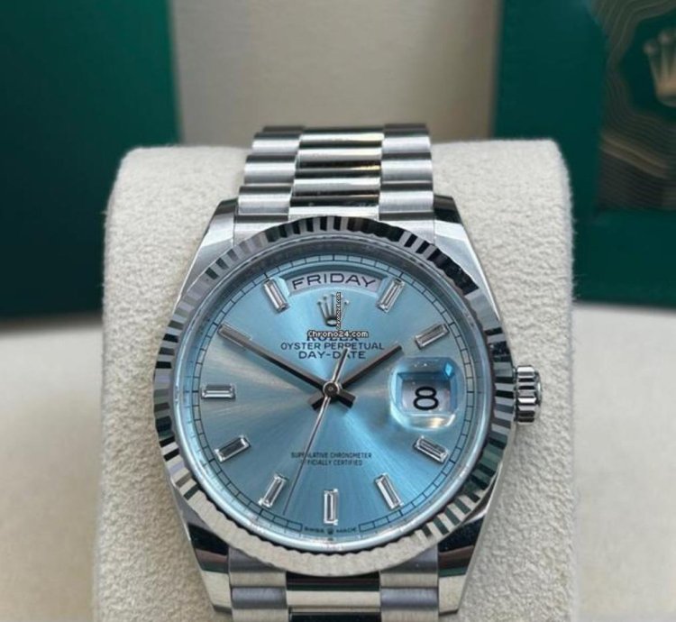 Rolex Day-date 36 Ice Blue With Baguettes New 2024