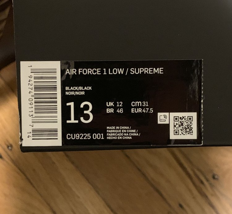 Supreme Nike Air Force 1 Black