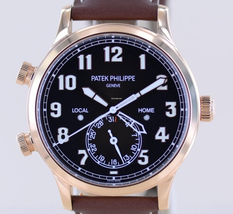 Patek Philippe Calatrava Pilot Travel Time 18k Ros Gold Cal 324 Brown Dial Luxusuhr